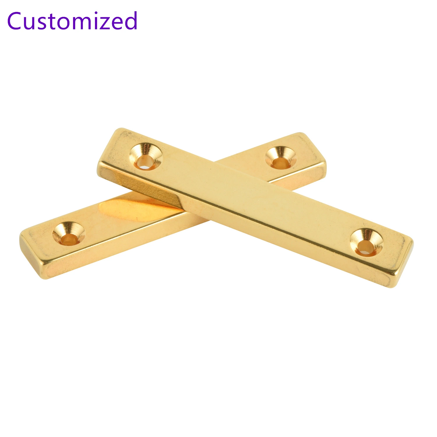 N42 Block Neodymium Magnet with CS Hole with Gold Coating in 12.1X7X2.3mm