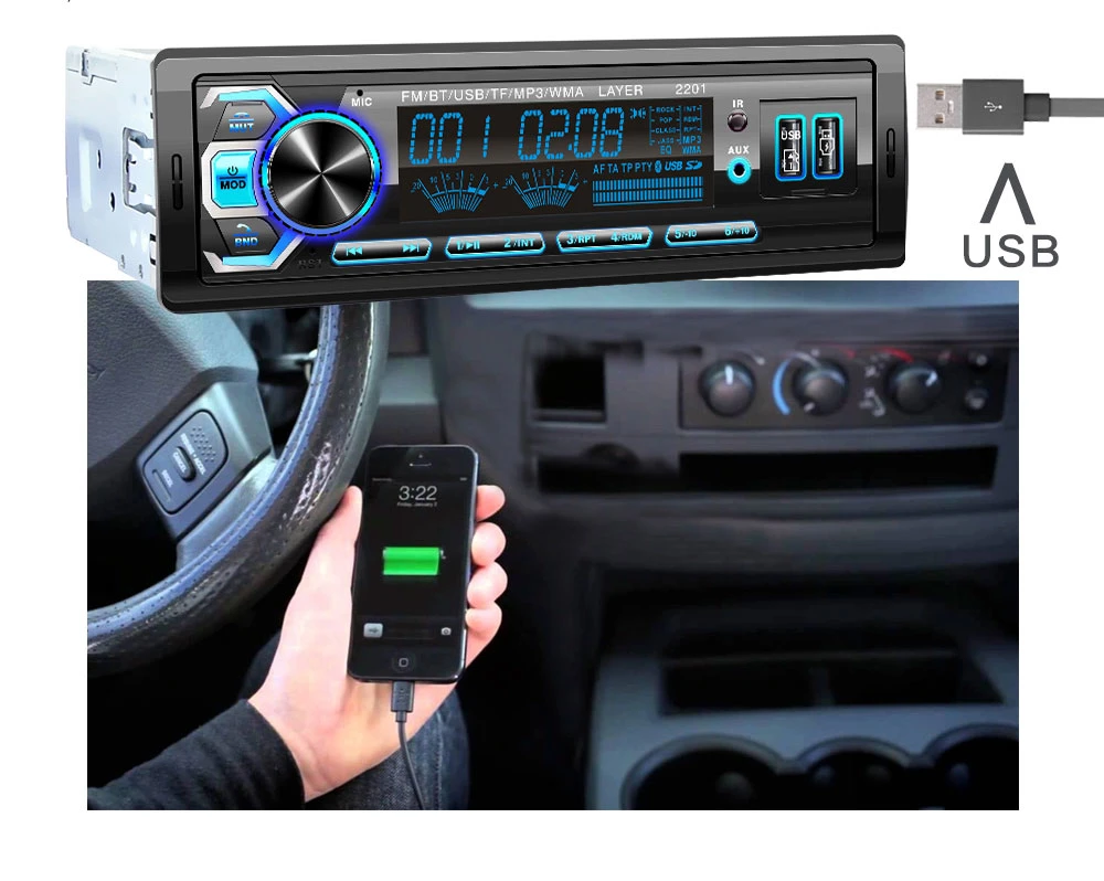 Rádio digital FM carro Bluetooth MP3 Player de áudio