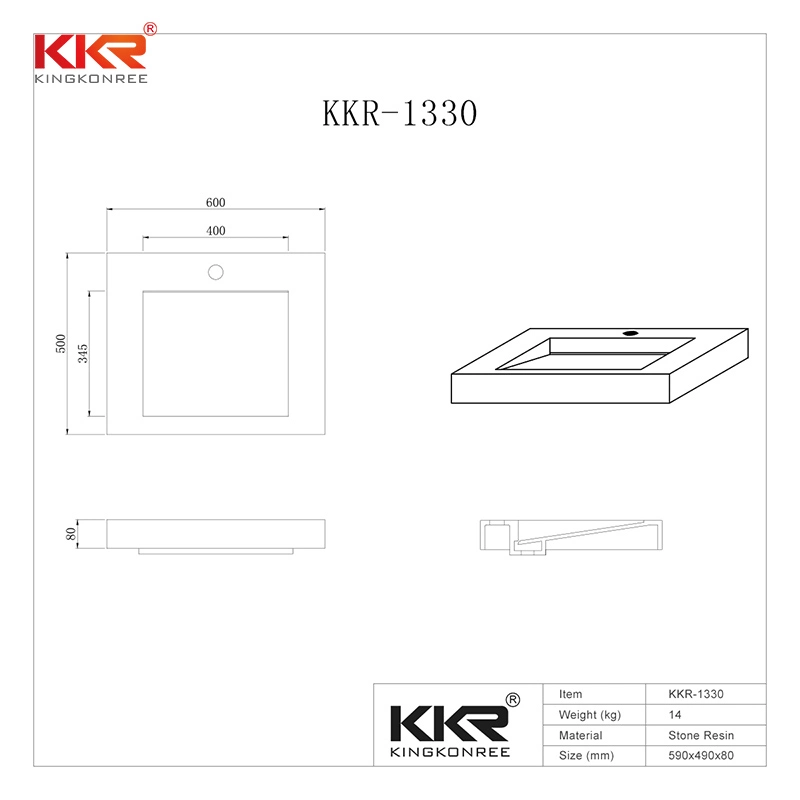 Wall Mounted Solid Surface Wash Basin for Bathroom