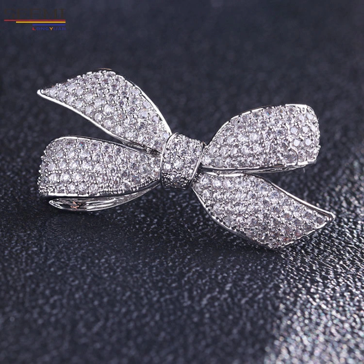 2022 Nouveau cristal de zircon Bow Brooch