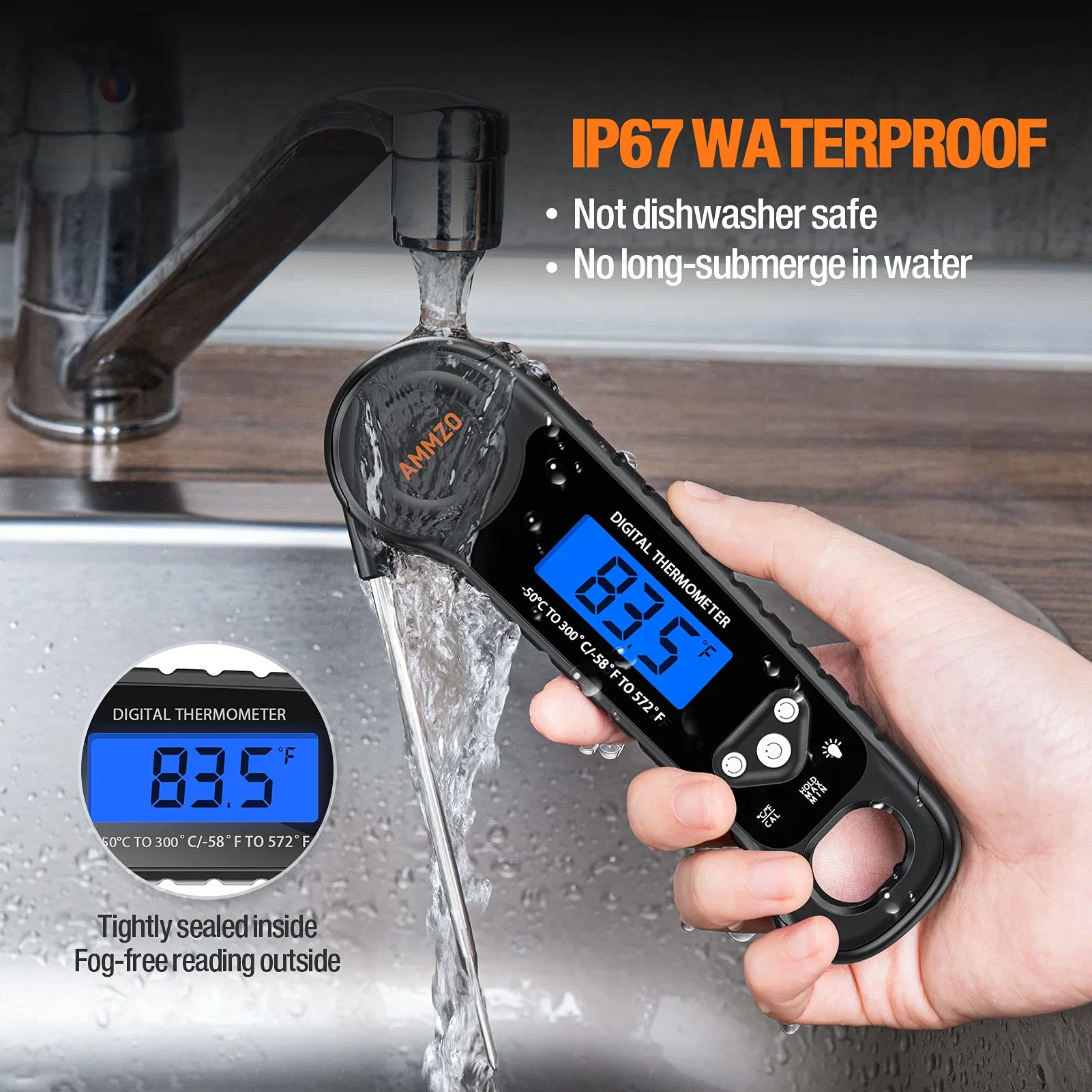 Waterproof Kitchen Appliance Digital Meat Kitchen Grilling Instant Read Food Thermometer