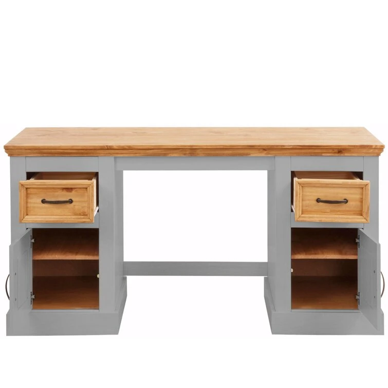 Custom Latest Rustic Modern Wooden Executive Table Luxury Wood Home Office Working Desk with Door and Drawers