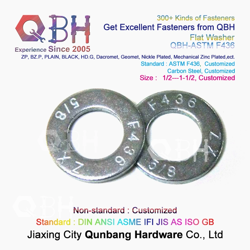 Qbh ASTM F436/F436m Steel Structure 1/2 to 1-1/2 Inch Steel Carbon Steel HDG/Black Metal Flat Round Washer