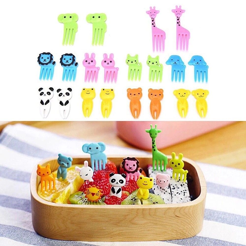 Aohea Pack of 18 Fruit Forks Kids Animal Fruit Forks Toothpicks Kids Mini Forks for Children