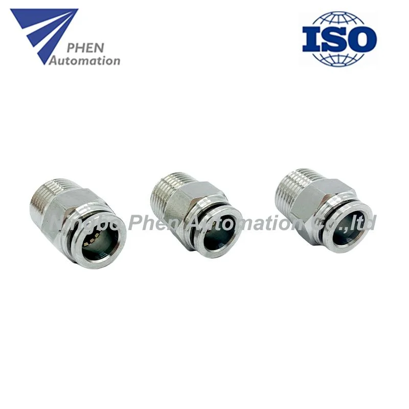 China Top Factory 1/8" 1/4" 3/8" 1/2" Stainless Steel PC Pneumatic Air Cylinder Parts Fittings