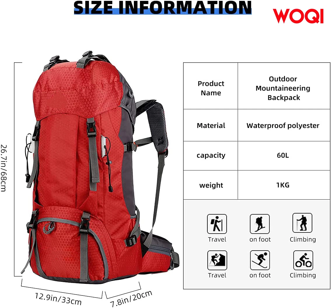 Sac de randonnée extérieur personnalisé Woqi Nouveau sac de voyage en nylon Sport Sac à dos Sac