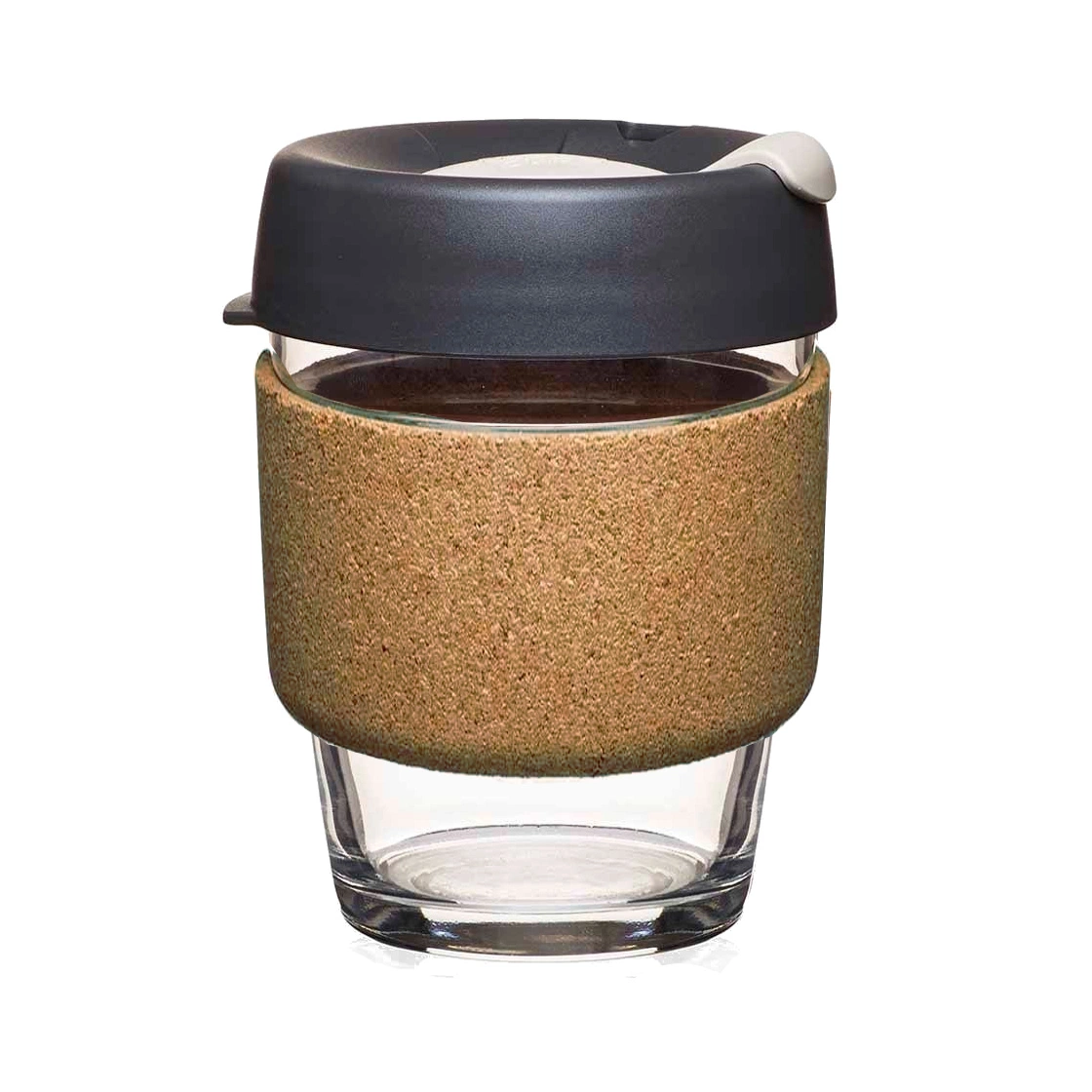 8oz 12oz 16oz Coffee Tea Milk High Borosilicate Glass Cup with Silicone Lid and Cork Sleeve