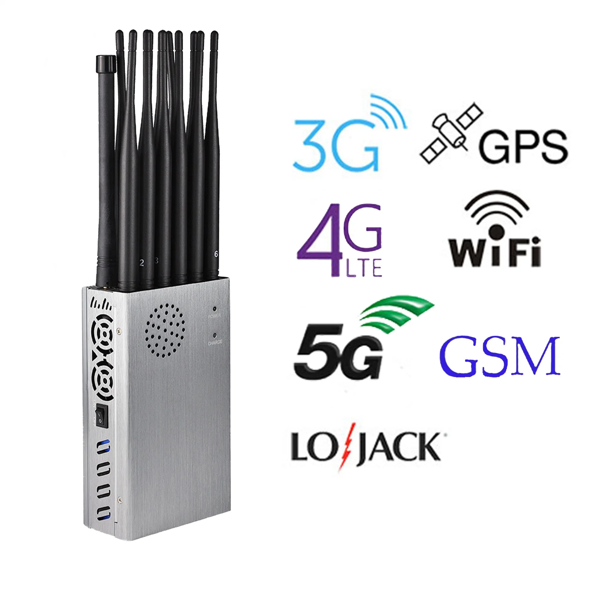 12 Antenas GPS portátil Bluetooth GSM Bloqueador de sinal 2G, 3G, 4G 5g WiFi 2.4G/celular 5.8G celular de interferência de sinal