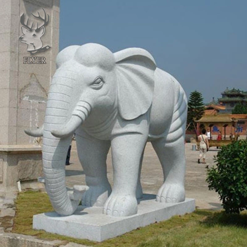 Outdoor Garden Decoration Natural Stone Carving Animal Elephant Sculpture Polished Life Size Marble Sculpture