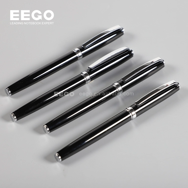 Customized Laser Logo Black White Metal Body Ballpoint Pen Neutral Pen Gift Set