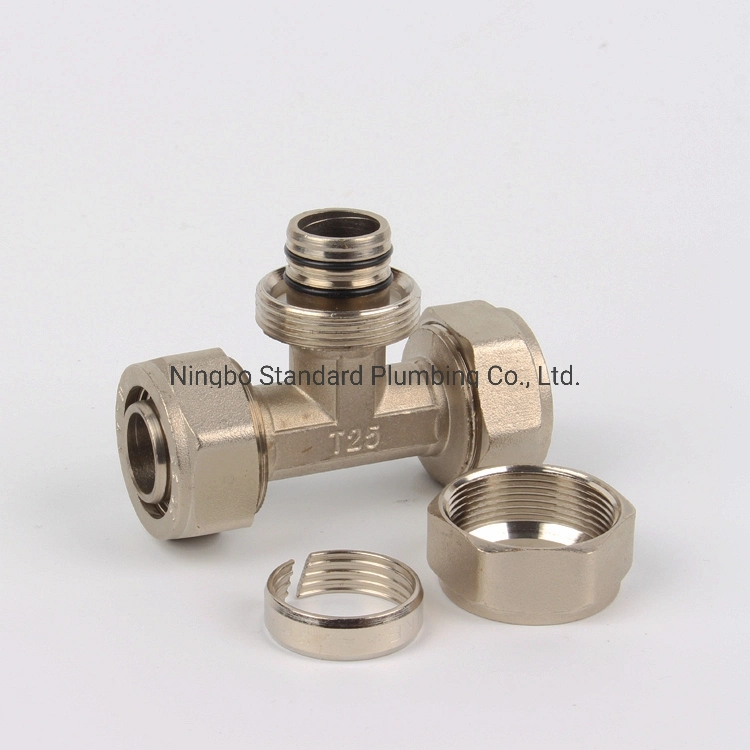 Brass Compression Female Tee Fittings for Pex-Al-Pex Pipes