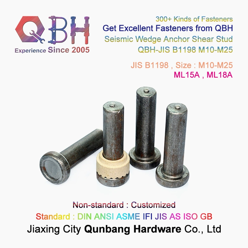 Qbh GB ISO JIS ANSI Standard Customized Ceramic Ferrules Ring Seismic Wedge Anchors Arc Weld Stud Roofing Welding Bolt