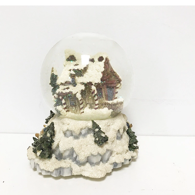 Resina de alta calidad personalizado recuerdos de la casa de Navidad bola de cristal Snowglobe