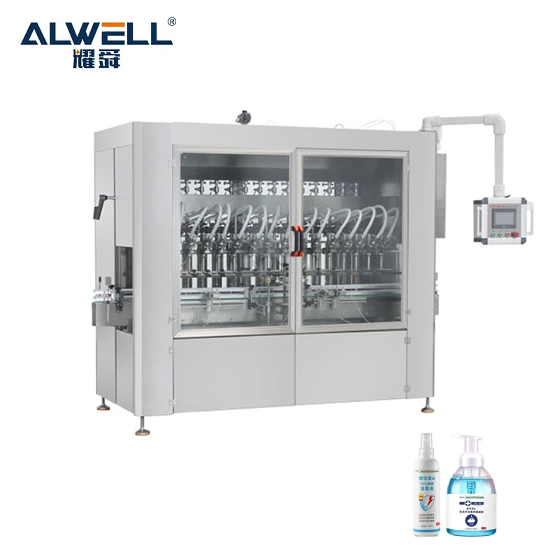 Automatische Alkohol Hand Sanitizer Gel Liquid Filling Machine für chemische Industrie mit Deckelkennzeichnungsgeräten