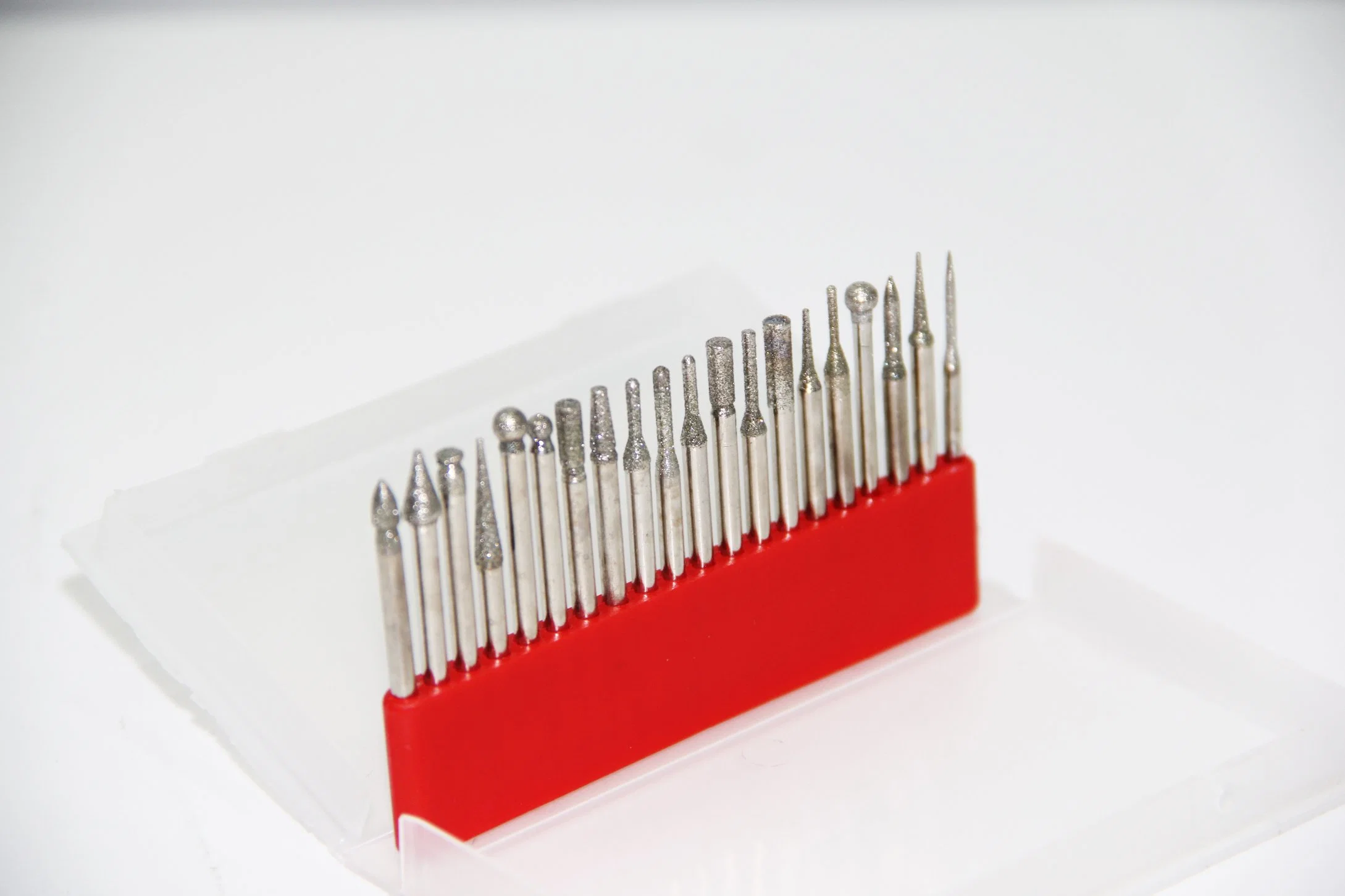 High quality/High cost performance  3mm Shank 20 PCS Red Plastic Box Diamond Mounted Points