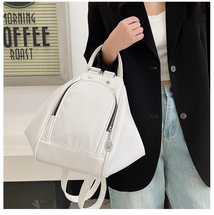 New Leisure Soft Women's Fashion PU Solid Color Ladies Designer Laptop Mini Middle Capacity Travelling Student School Outdoor Shopping Lady Replicas Backpack