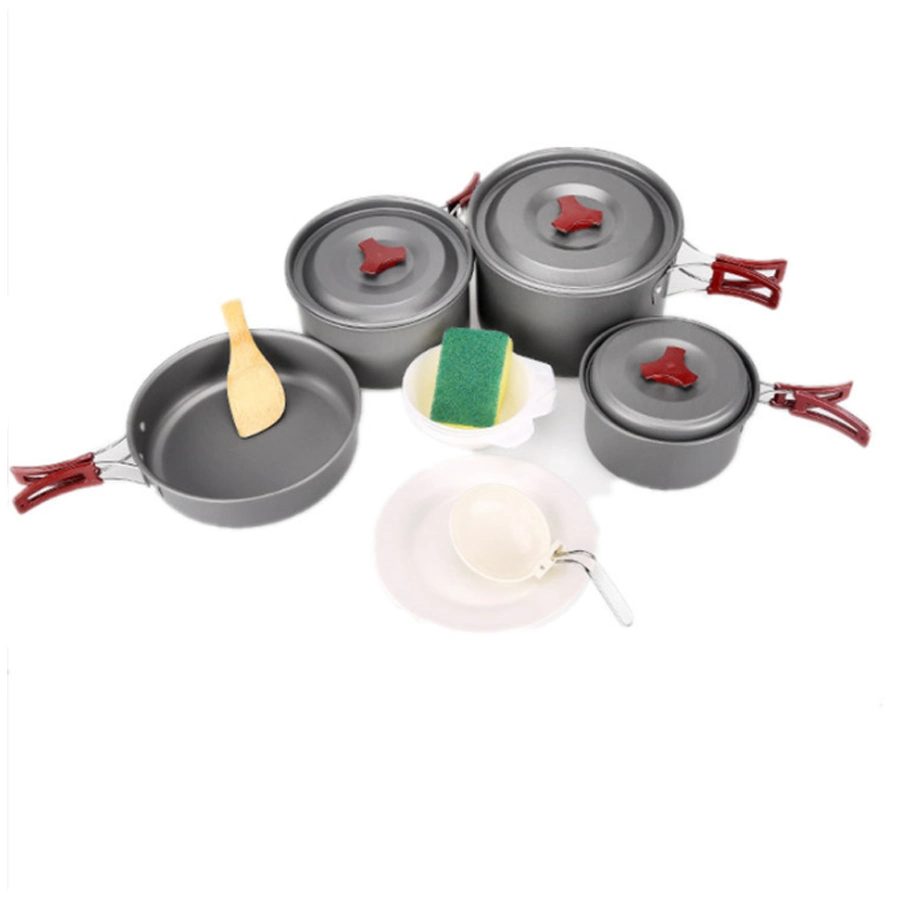 Aluminium Camp Cook Set Aluminium Kochgeschirr Maschine Outdoor Picknick Kochgeschirr Topfset