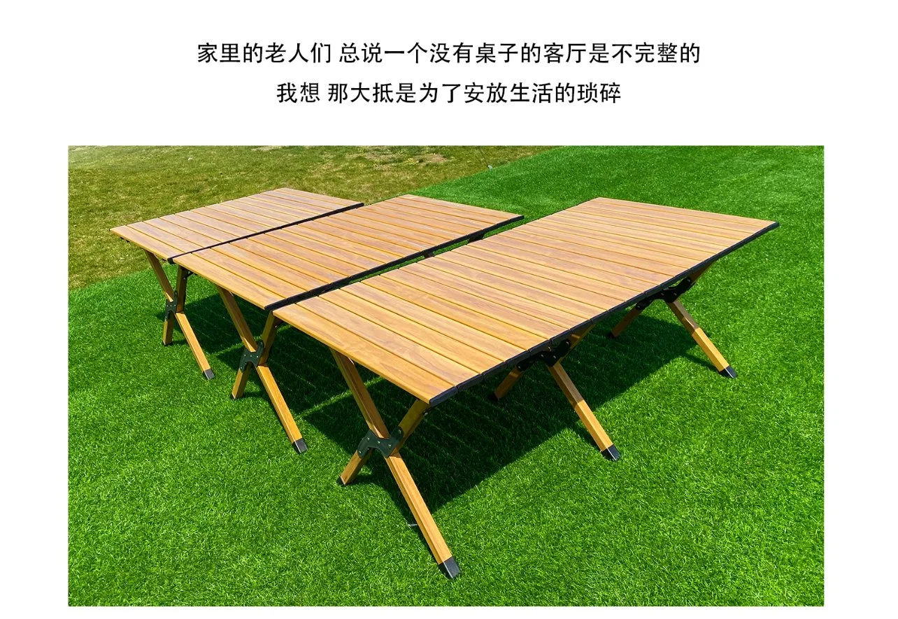 Folding Vertical Adjustable Beech Portable Mobile Picnic Wooden Egg Roll Table