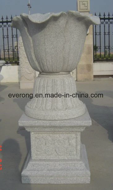 Cheap Natural Stone Granite Carving Flower Pot with Pedestal