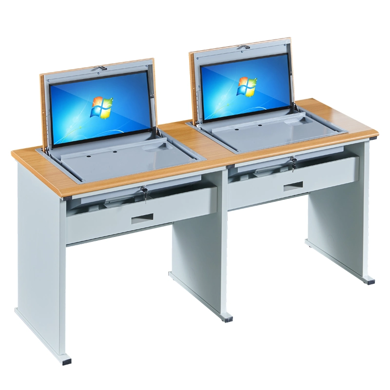 Office Computer Flip Desk Hidden Mini PC Safe Box Paperless Computer Exam Table Computer Training Table