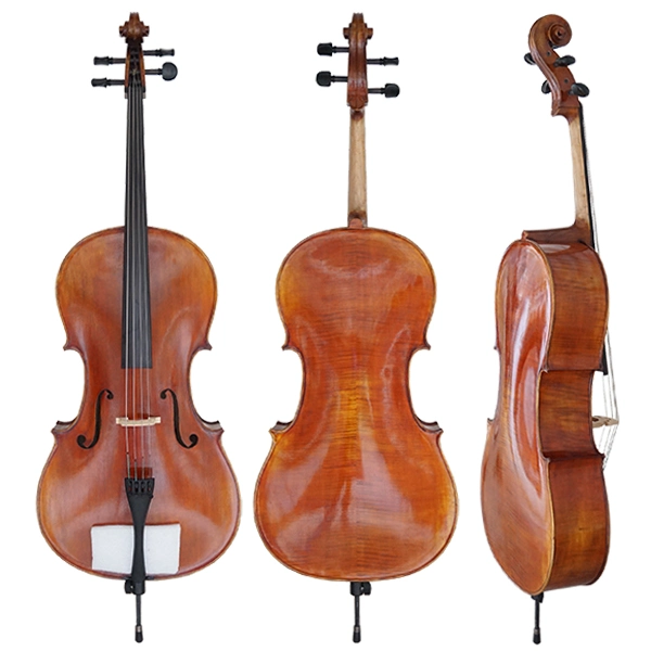 Antique Red Brown Hand Painted Ebony Parts Professional Grade Cello for Sale