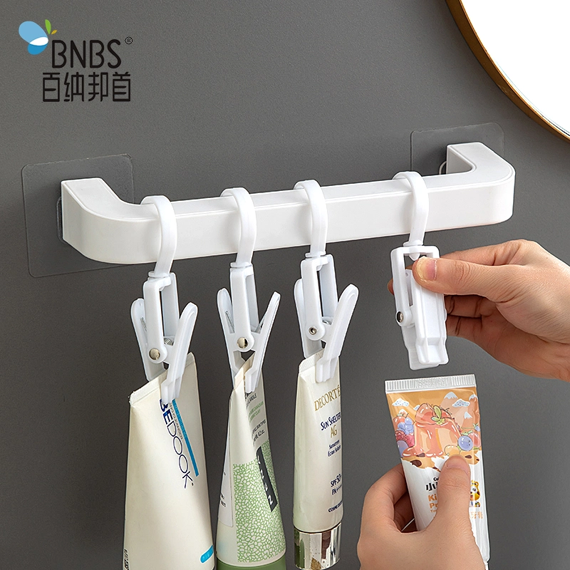 Bathroom Rack with 5 Clips Househole Wall Hanging Storage Rack