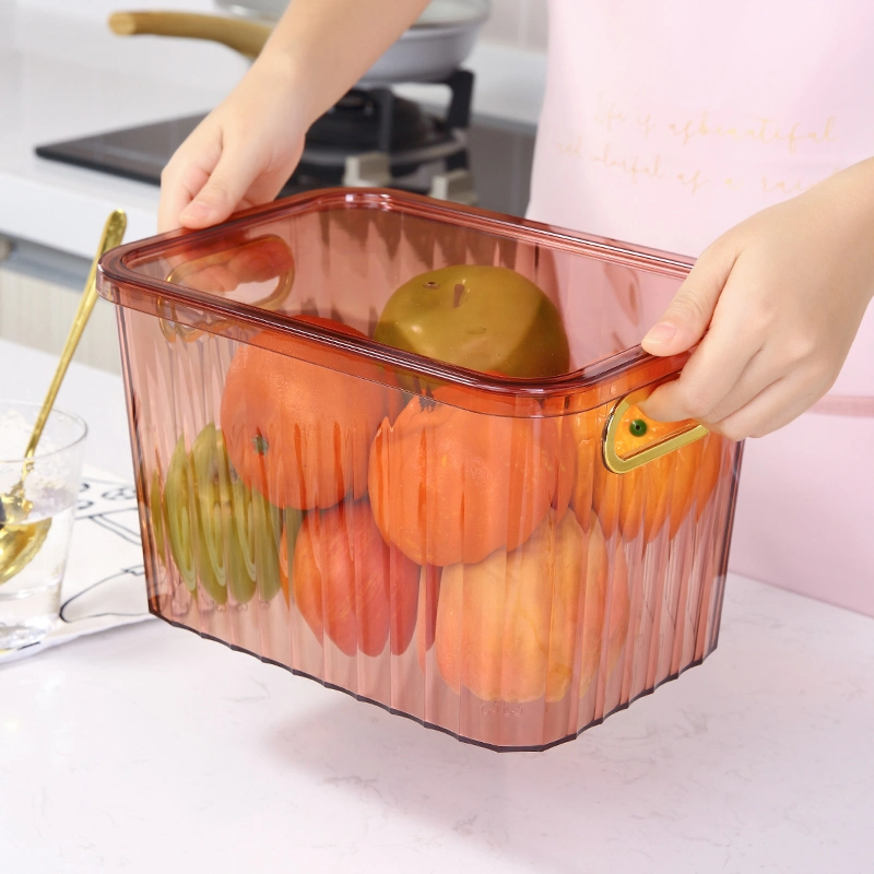 Transparent Household Organizers with Handles Cheap Light Plastic Pantry Storage Bin for Food Tools Pot