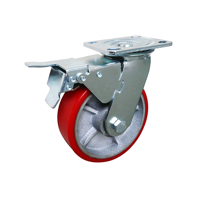 Heavy Duty Red PU Swivel Caster Wheel - 8"X2"