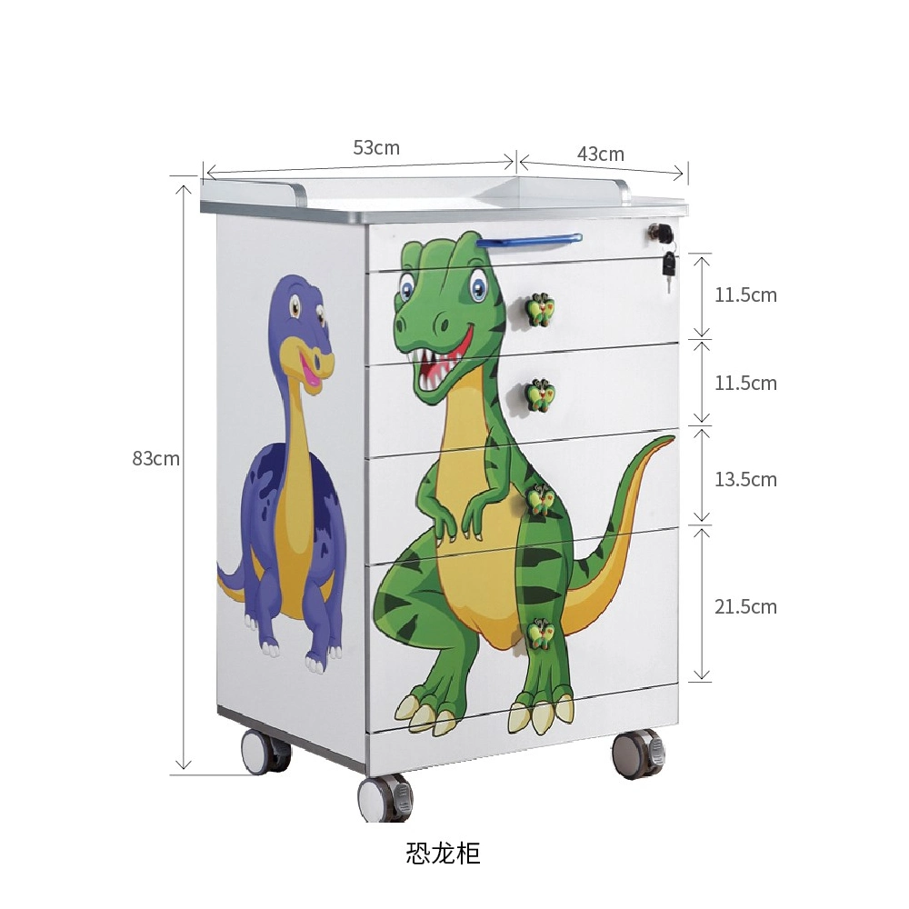 Children Clinic Dental Cabinet Mobile Clinic Furniture Drawer Cabinet Cover Cartoons Logo