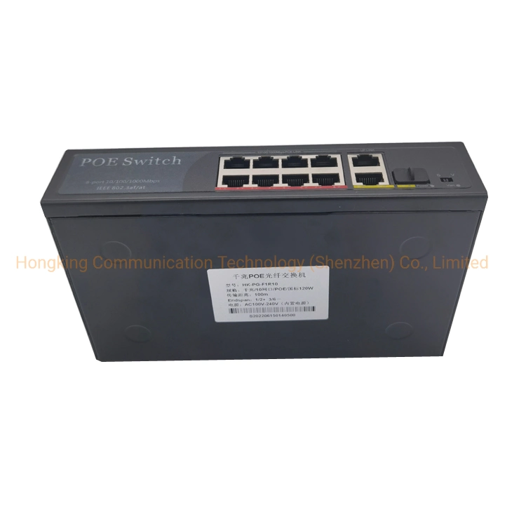 Conmutador OEM ODM 10 puertos 10/100Mbps de fibra activa 48V Poe Para IP