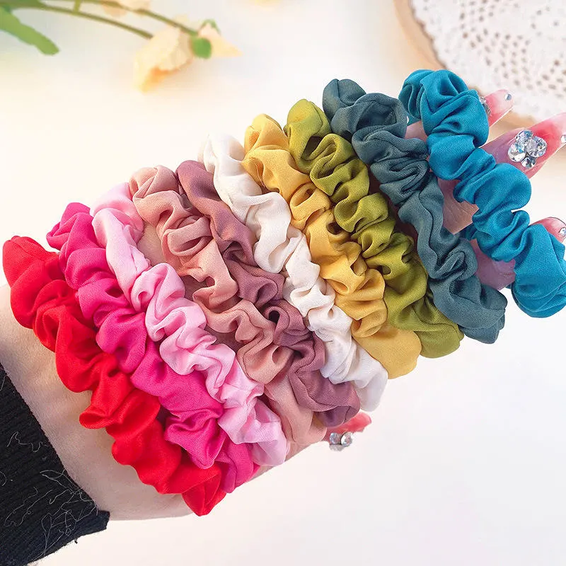 Wholesale Cheap Korean Ins Satin Hair Circle 1cm Satin Scrunchies Yiwu Hair Ties Small