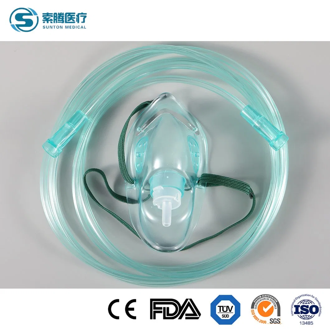 Sunton China Medical Laryngeal Mask Suppliers 100PCS/CTN Child S Oxygen Face Mask Free Comfortable Touch Tracheostomy Oxygen Mask with 360 Rotation Connector