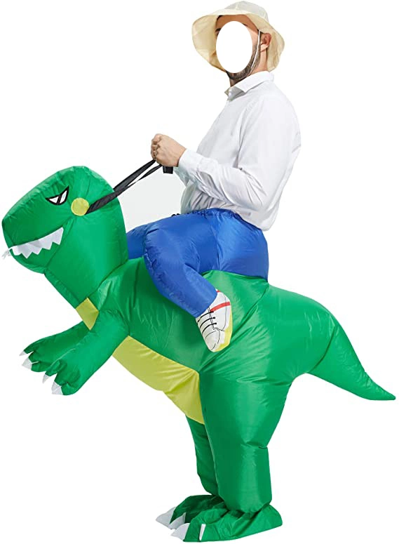 Aufblasbares Dinosaurier Kostüm für Erwachsene, T-Rex Kostüm, Halloween Blow Up Kostüm