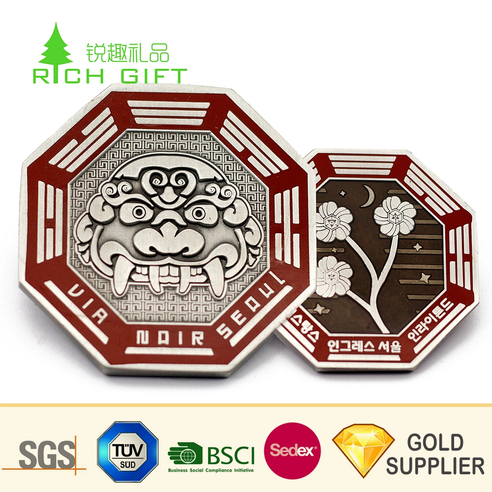 Großhandel China Custom Metal Brass Green Emaille Silber Beschichtung Arzt Wer Coin for Collection