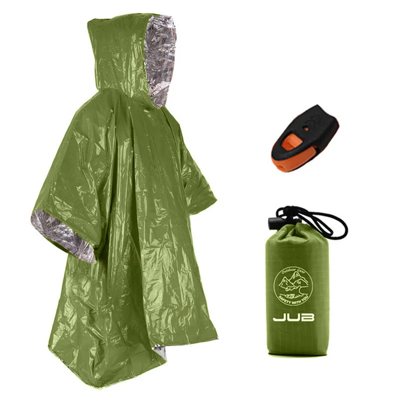 Emergency Survival Rain Poncho Blankets Camping Survival Thermal Gear and Equipment for Hiking, Camping, Outdoors