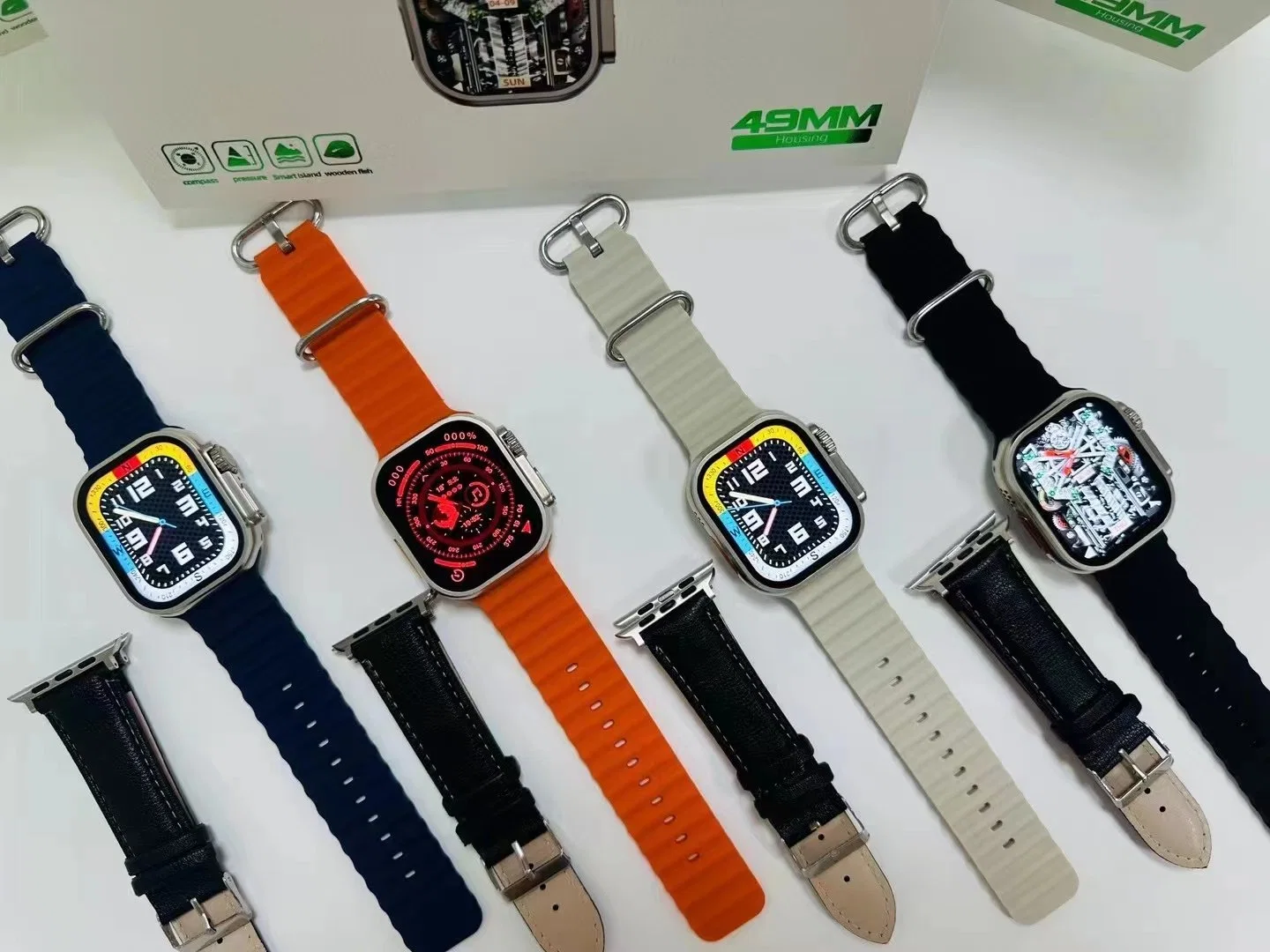 Nueva moda (Z77 Ultra) Piel de silicona Doble correas Sos función Smart Watch