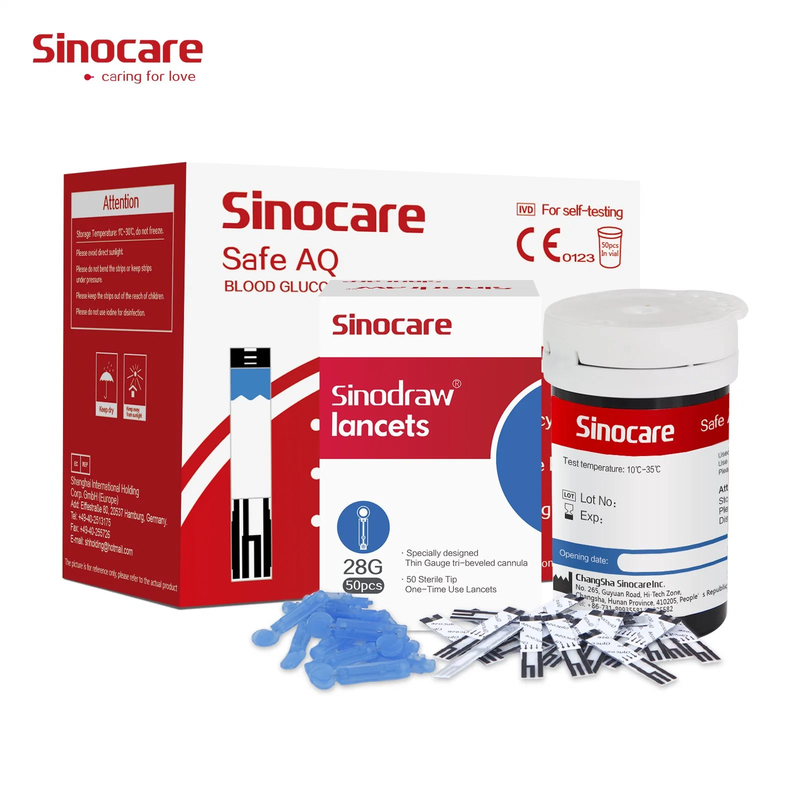 Medidor de glicemia Sinocare Medidor de pressão arterial e medidor de glicose Home Care medidor de glicose no sangue em papel de teste