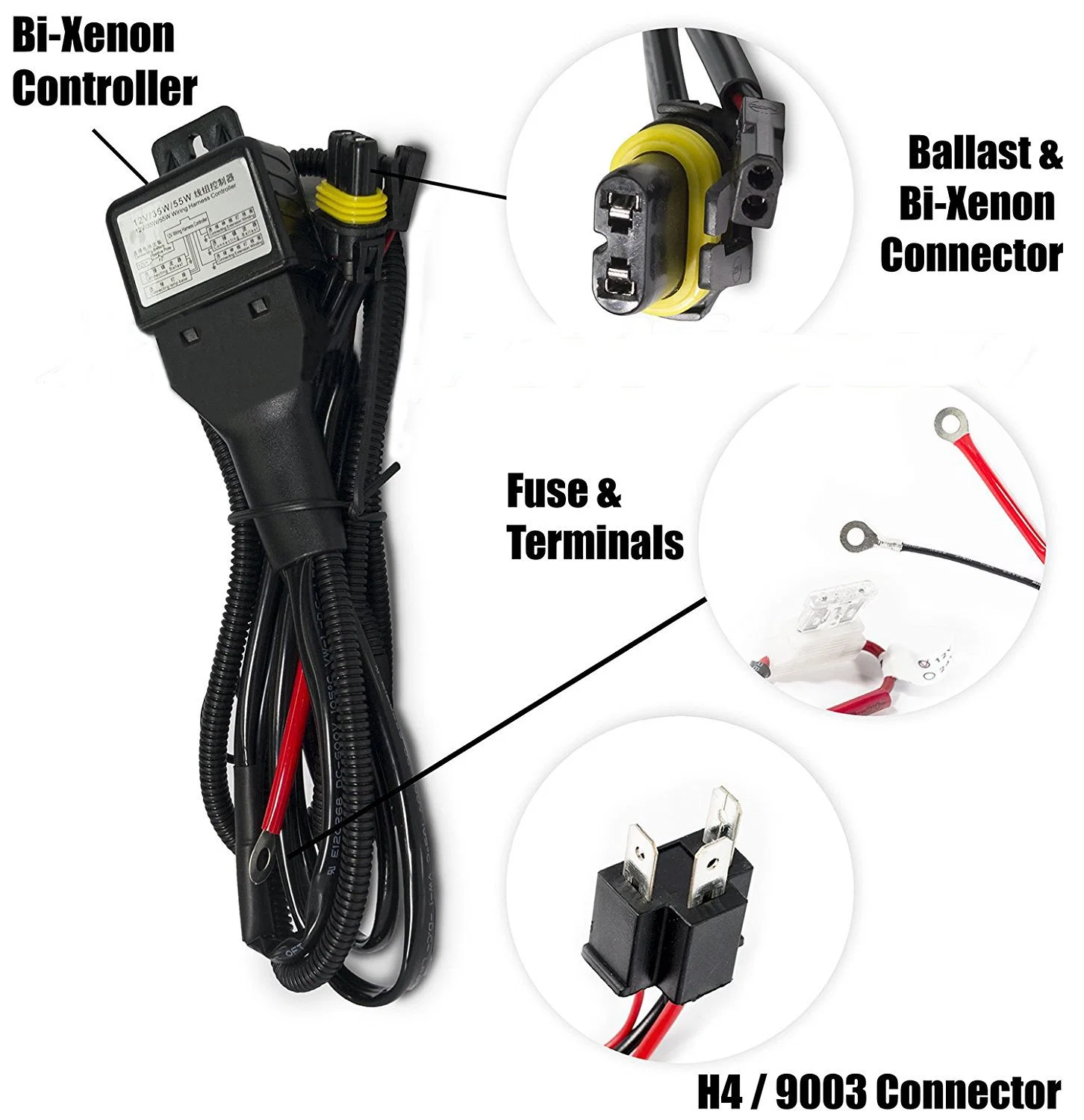 HID Extension Cable Wire Harness Adapters for High Voltage Xenon for Headlight for Light Bulbs