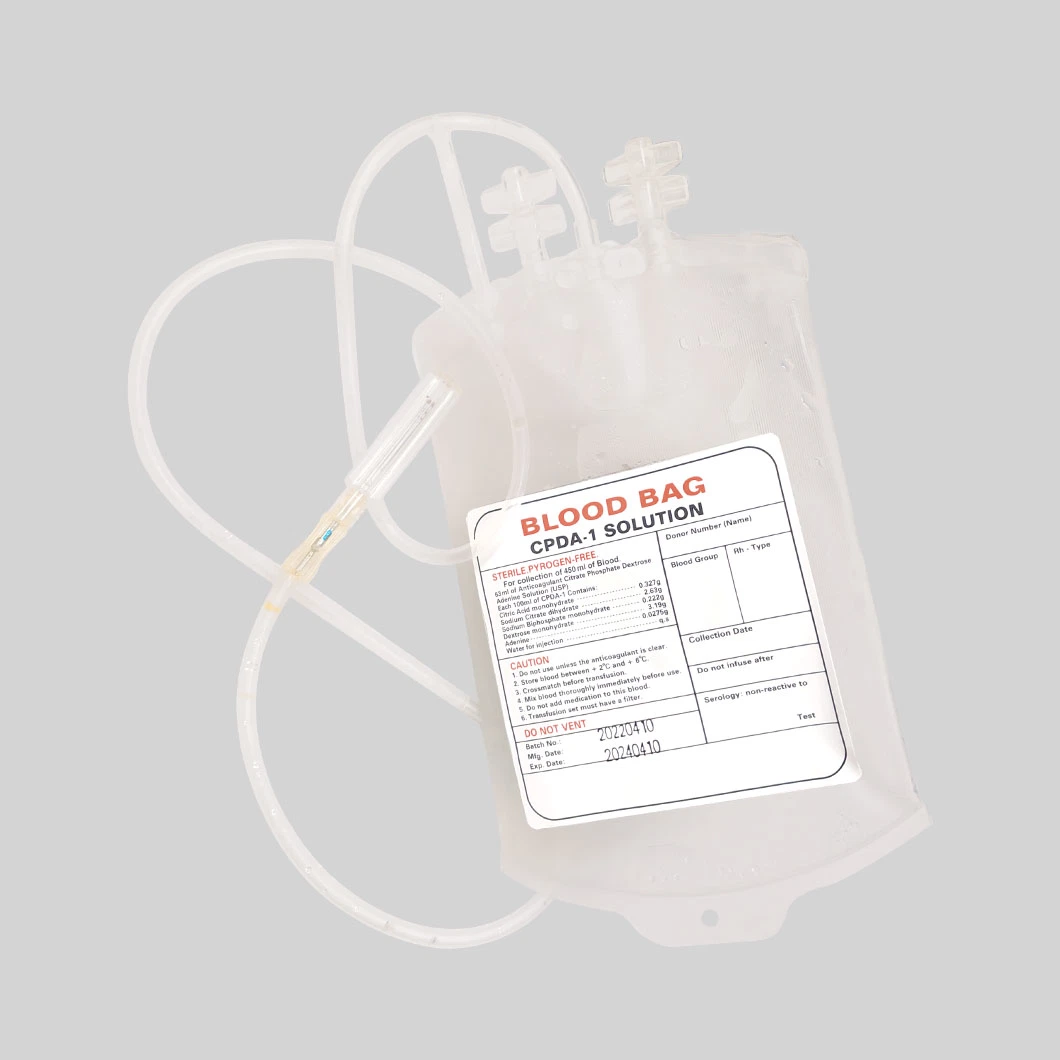 Disposable Medical Single/Double/Triple/Quadruple Blood Bag with Needle Protector