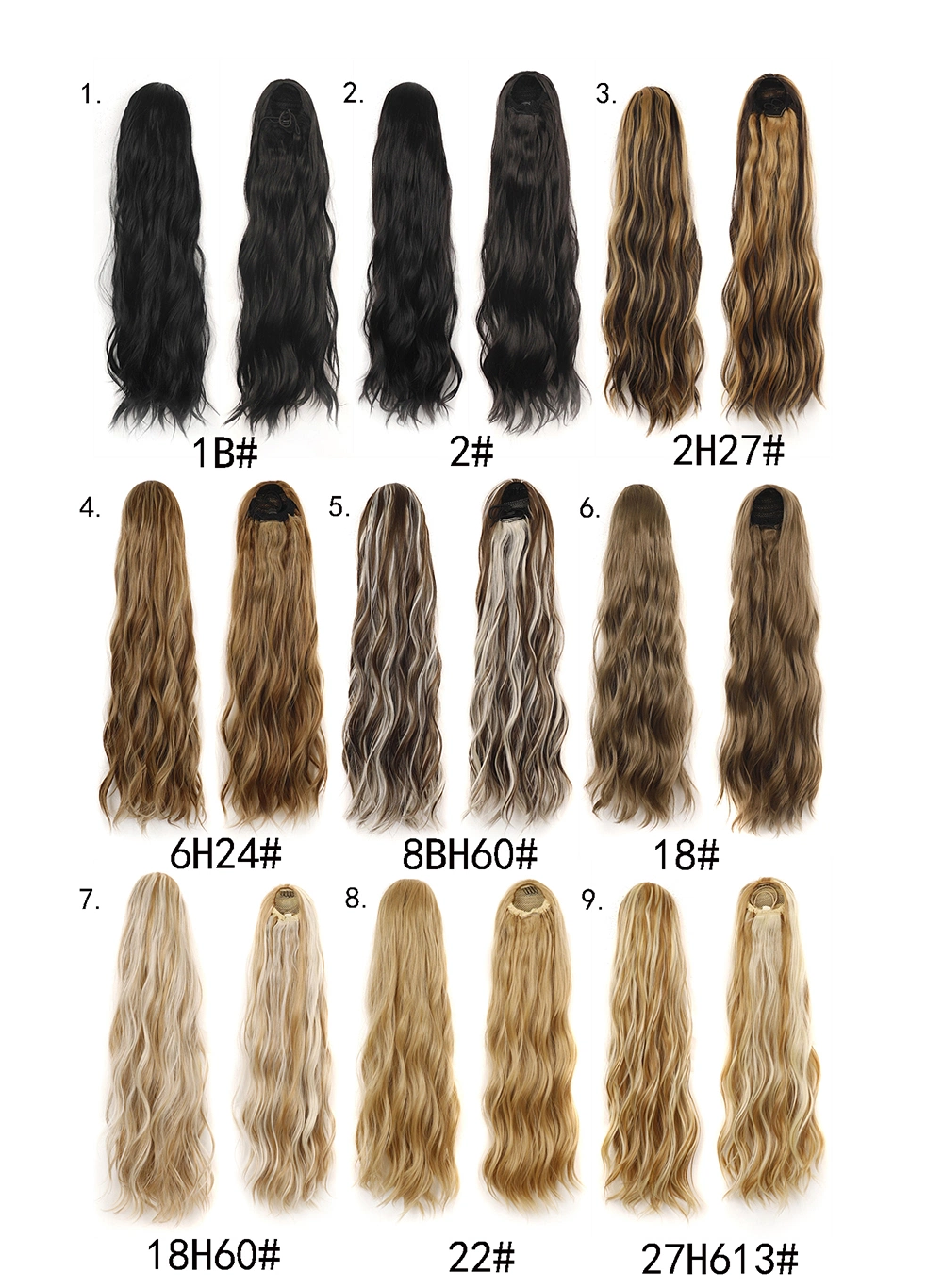 Alimentation en usine 24 pouces Synthetic Drawstring Ponytail longues queues de cheval Wavy Fixez les extensions de cheveux