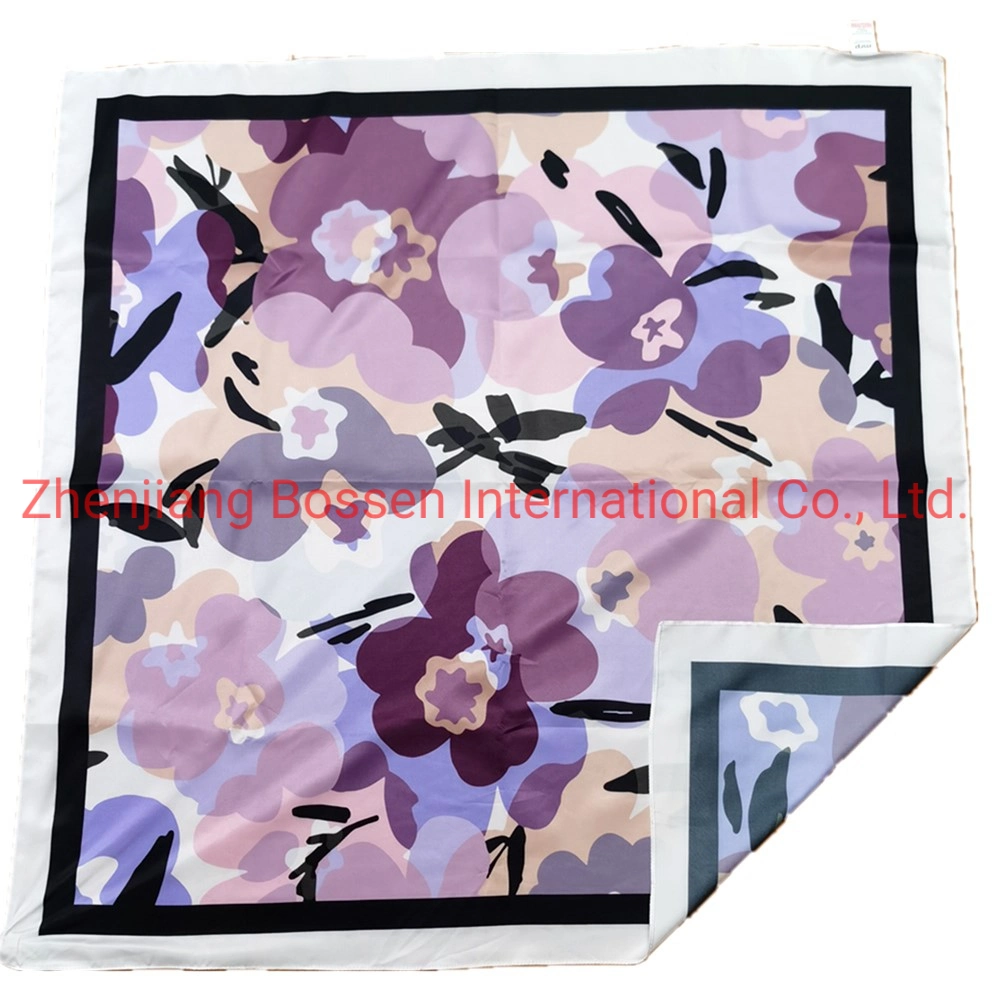 China Bandana Factory OEM Custom Design Digital Print Silk Satin Scarf