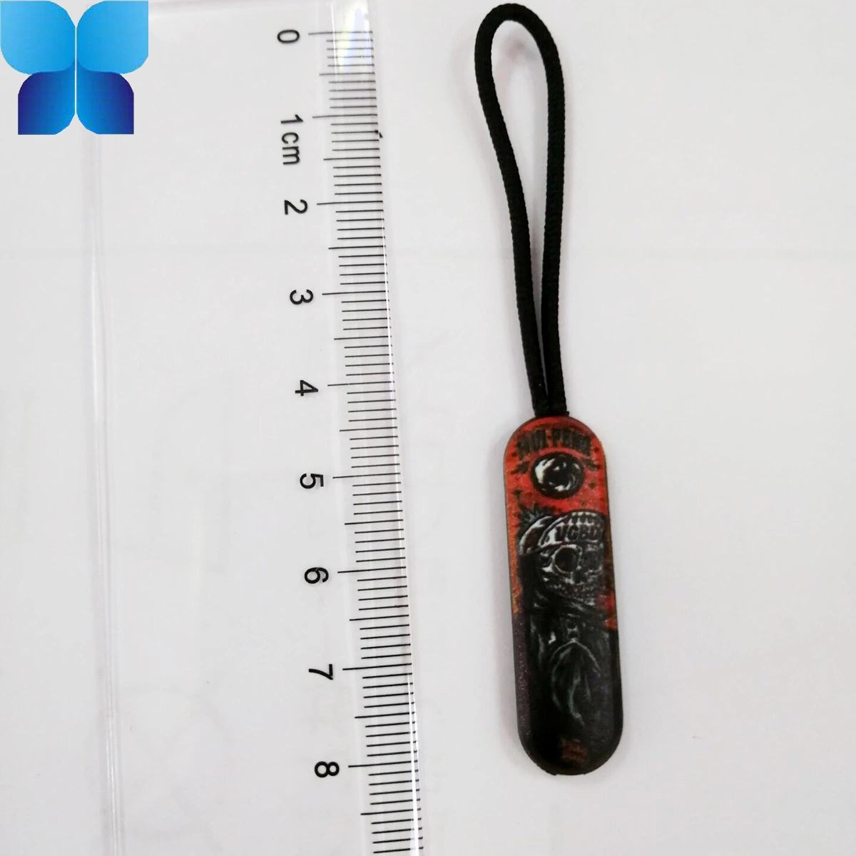 Black Plastic Rubber Zipper Puller with String for Garment