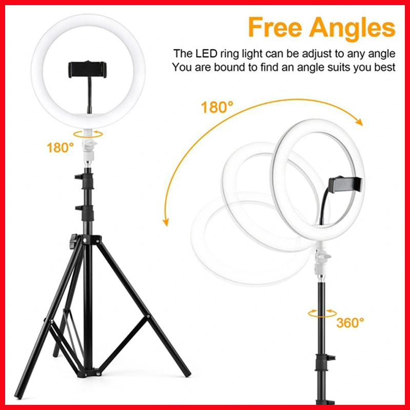 10 Inch Gold Selfie Ring Light with Tripod Stand for Smartphone Flexible Tripod with Blue-Teeth Control Phone Tripod