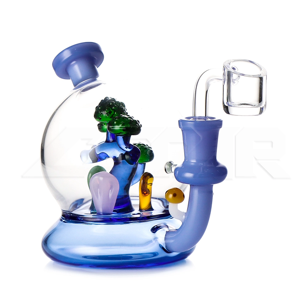 New Design 4.8 Inches Pine Tree Shape Mixed Color Glass Pipe 14mm Quartz Banger Smoking Water Pipe DAB Rig Oil Rig Glass Smoking Water Pipe