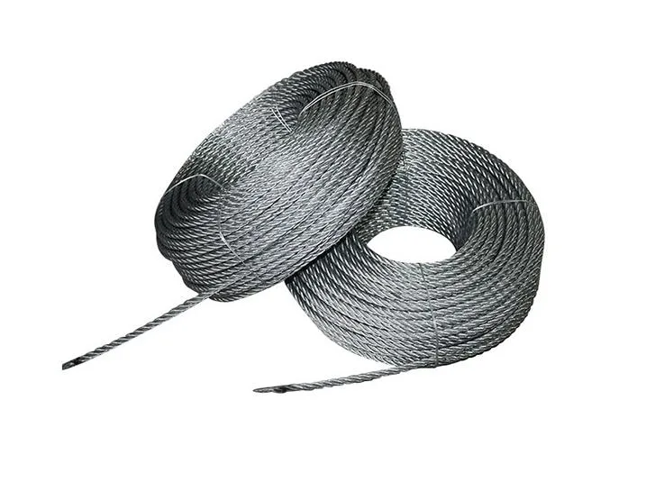 6X19+Iws 6-8mm Câble en acier inoxydable trempé à chaud revêtu de PVC/PP/PE/PU pour levage/câbleway/