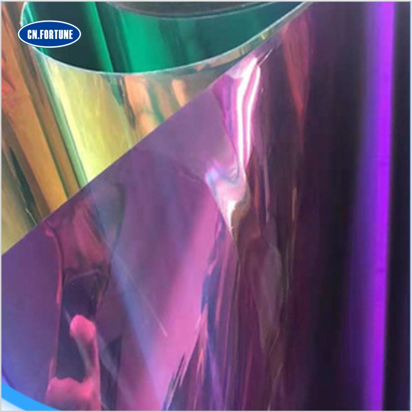 0.35-0.4mm Holographic Dichroic Mirror Reflective Transparent PVC Clear Plastic Film for Shoe/Bag/Decorative Making