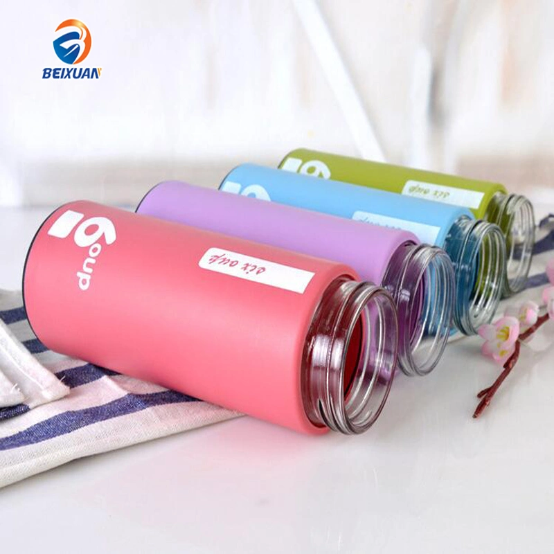 450ml Wholesale/Supplier Custom Logo Multi-Colored Car Office Travel Double Wall Thermos Glass Water Bottle with Stainless Steel Cup