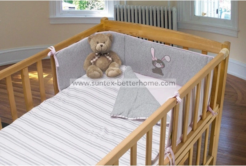 Großhandel/Lieferant Baumwolle Jersey Baby Krippe Bettwäsche Set 3pcs Krippe Bumper Bettbezug Für Bettlaken