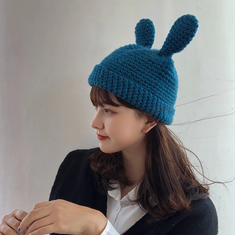 Gorro de malha Skylark Wholesale Winter Thermal cute Rabbit Bear EAR