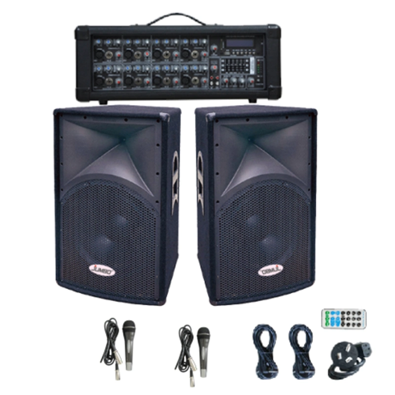 15 polegadas Combo Alto-falante de Madeira Bluetooth com Console Mixer de 8 Canais